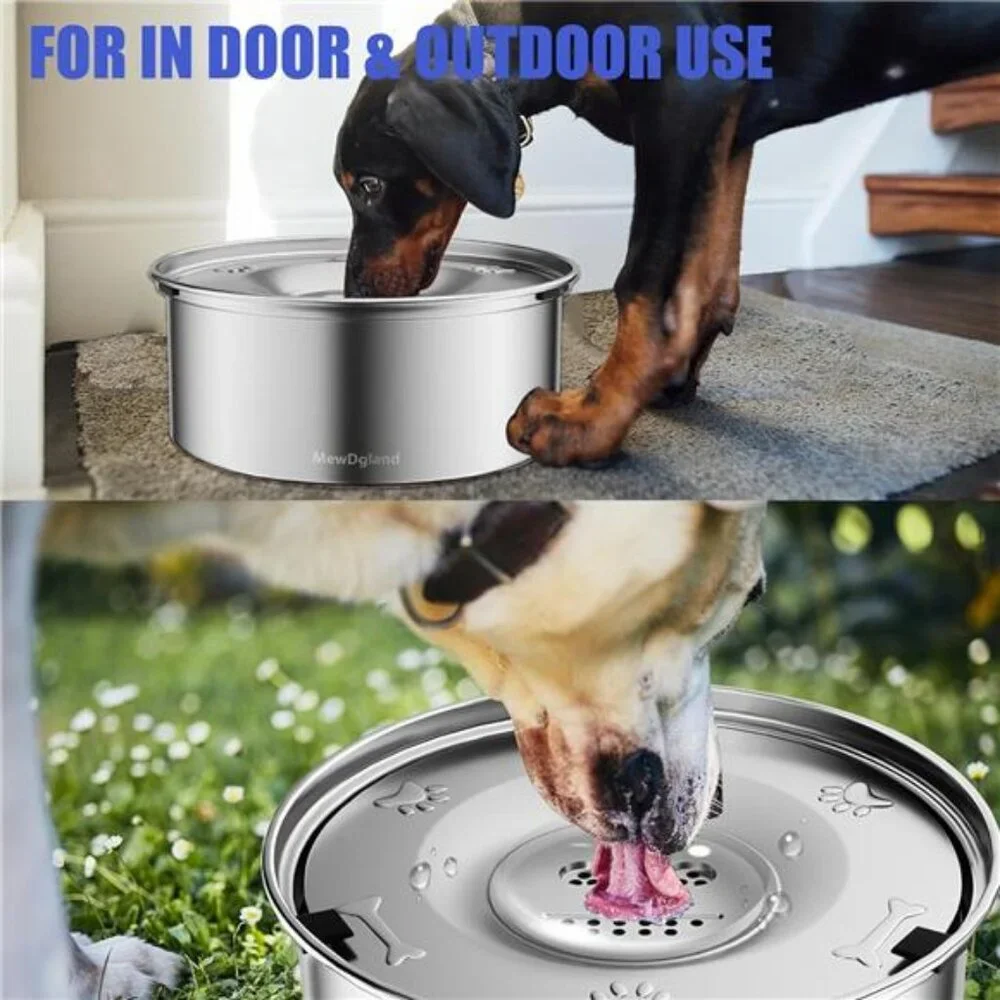 Dog Water Bowl, 3L Large no Spill Dog Bowls, Stainless Steel Bowl Dispenser